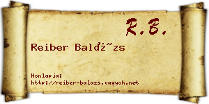 Reiber Balázs névjegykártya