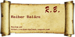 Reiber Balázs névjegykártya